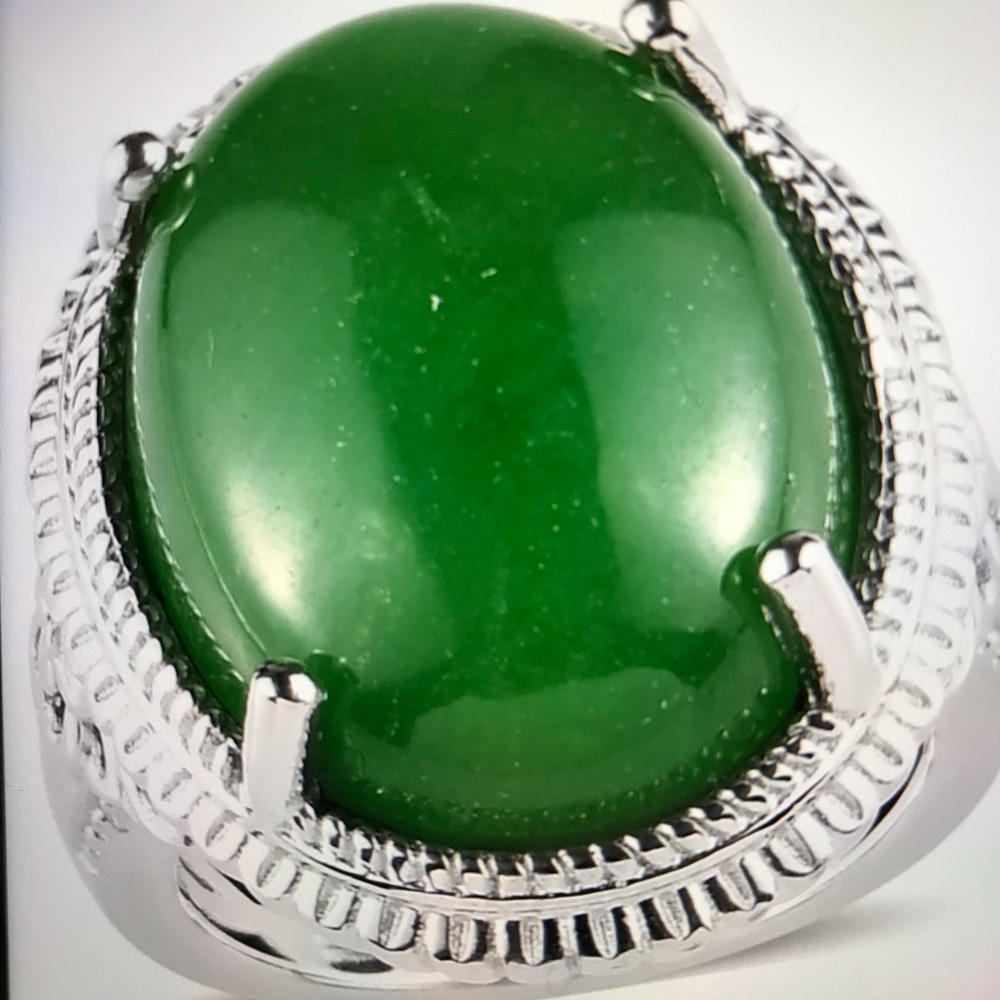 Genuine 18.50 ctw Burmese Jade Ring in Silver
